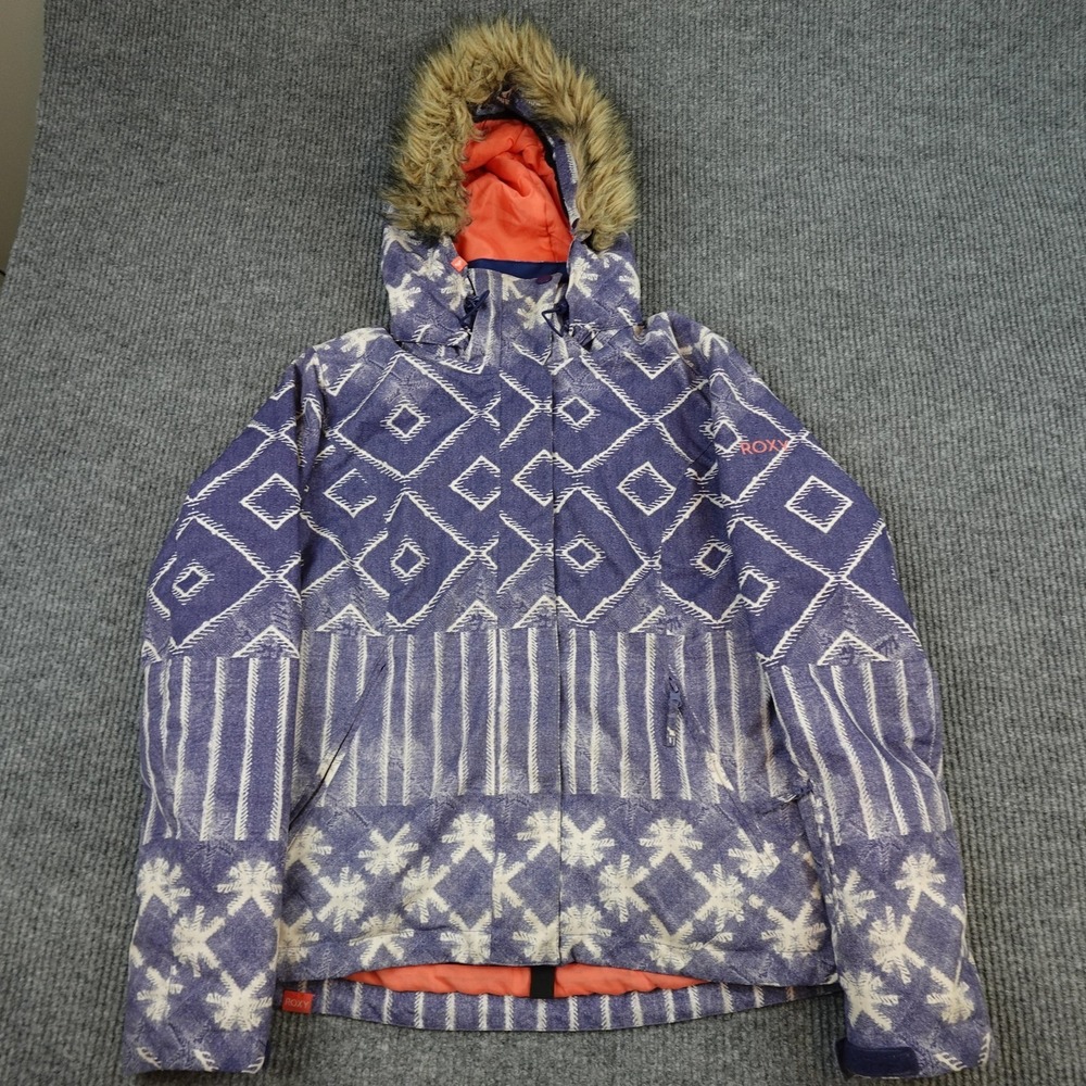 Roxy Jacket Womens Large Purple DryFlight 10K Hooded Ski Snowflake Snowboard